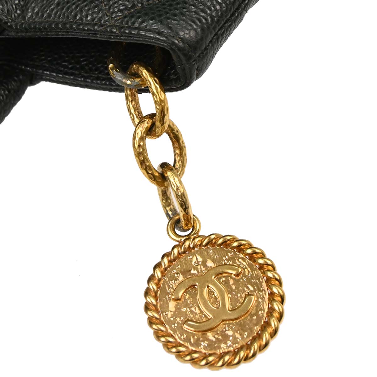 Chanel Green Caviar Skin Medallion Tote Handbag