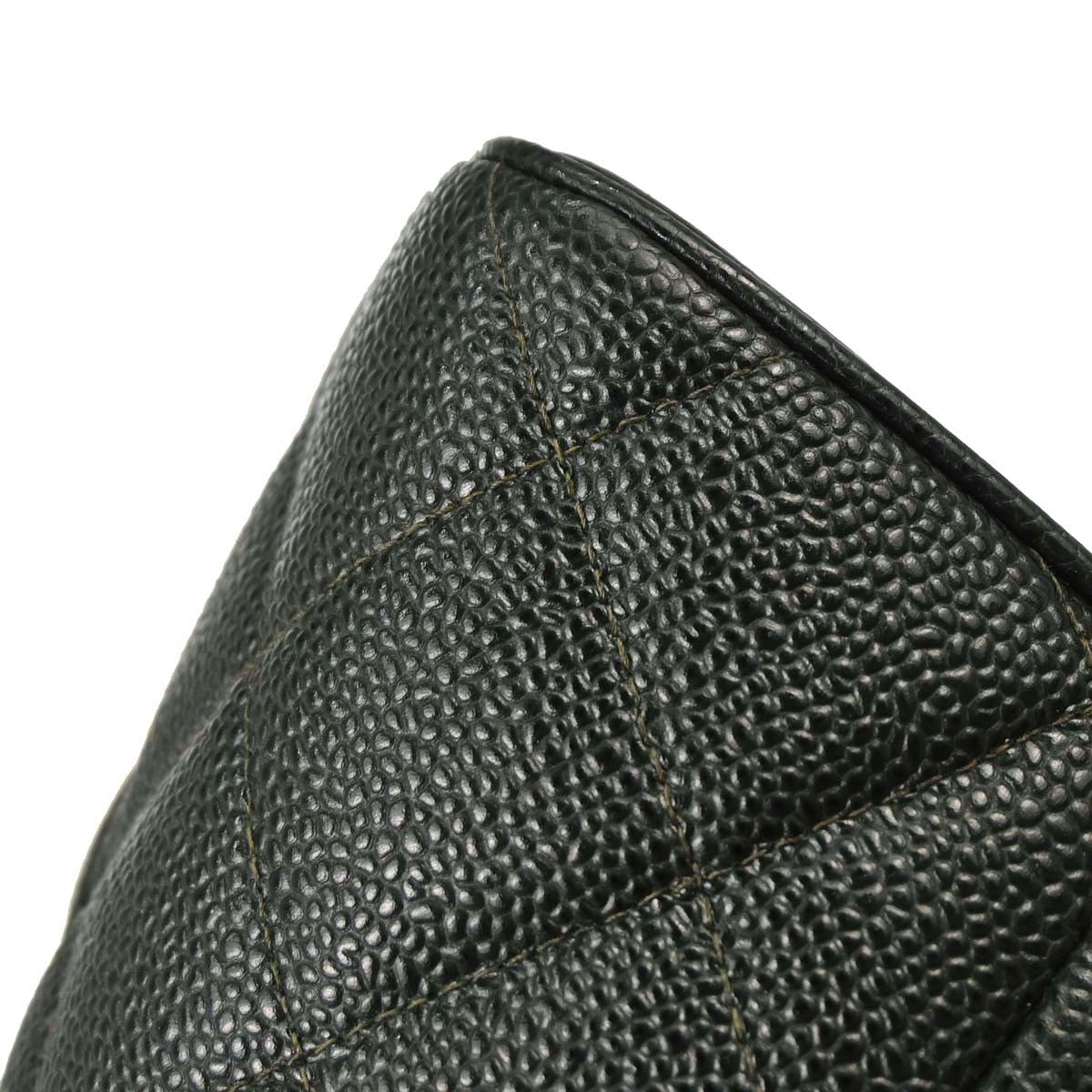 Chanel Green Caviar Skin Medallion Tote Handbag