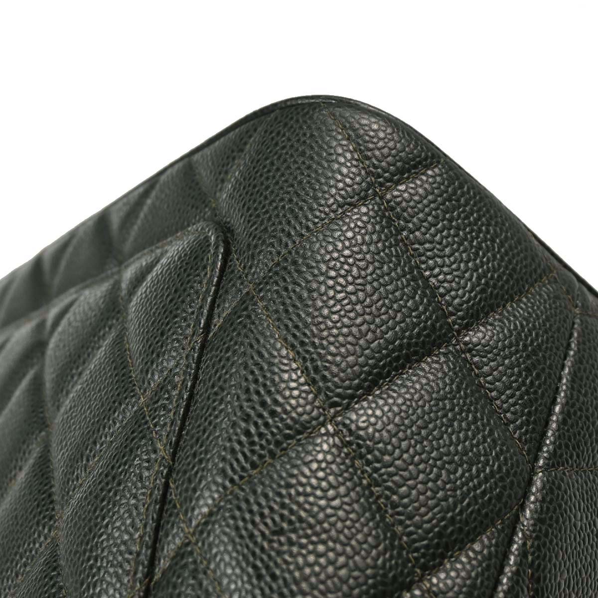 Chanel Green Caviar Skin Medallion Tote Handbag