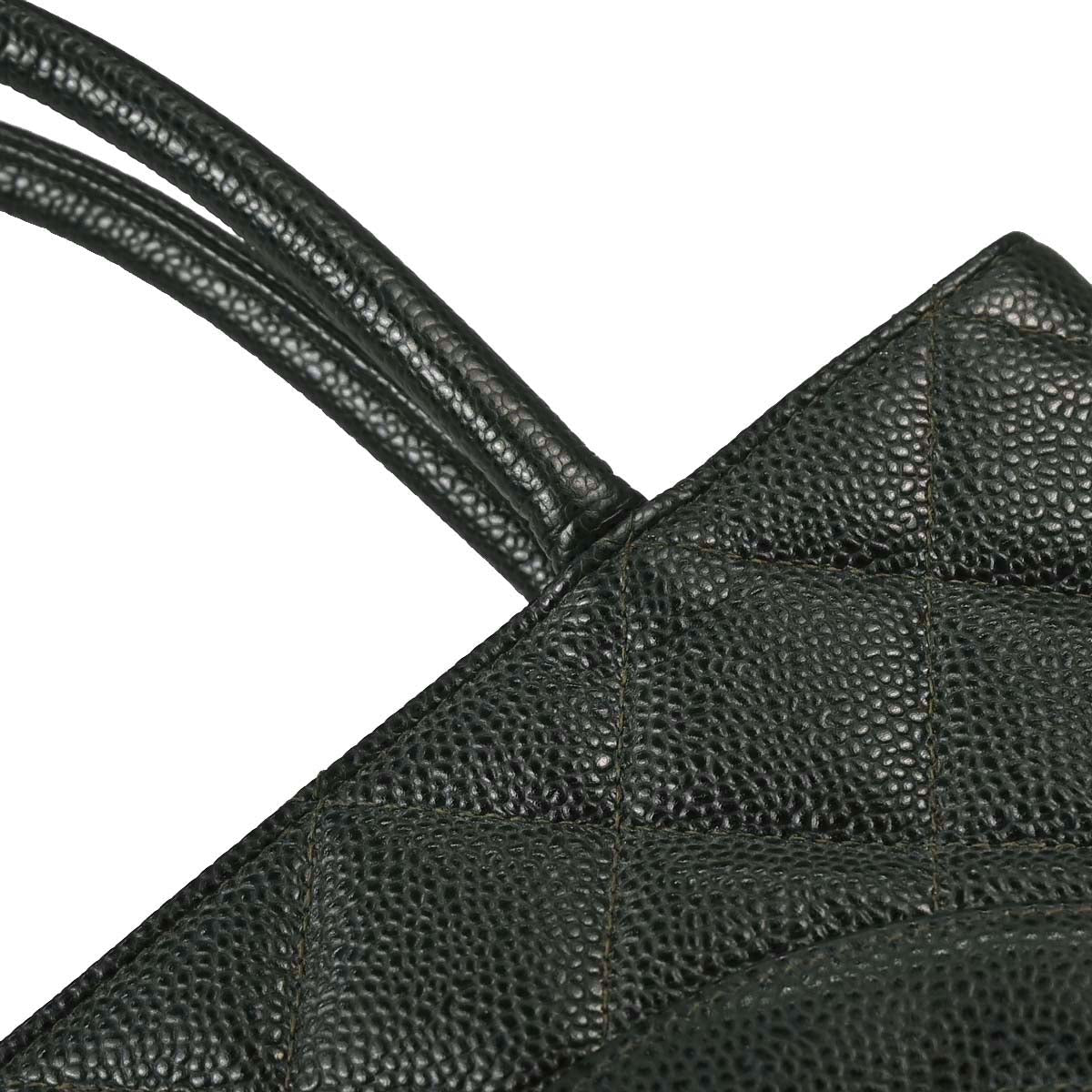 Chanel Green Caviar Skin Medallion Tote Handbag