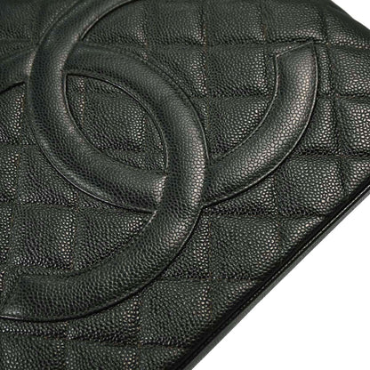 Chanel Green Caviar Skin Medallion Tote Handbag