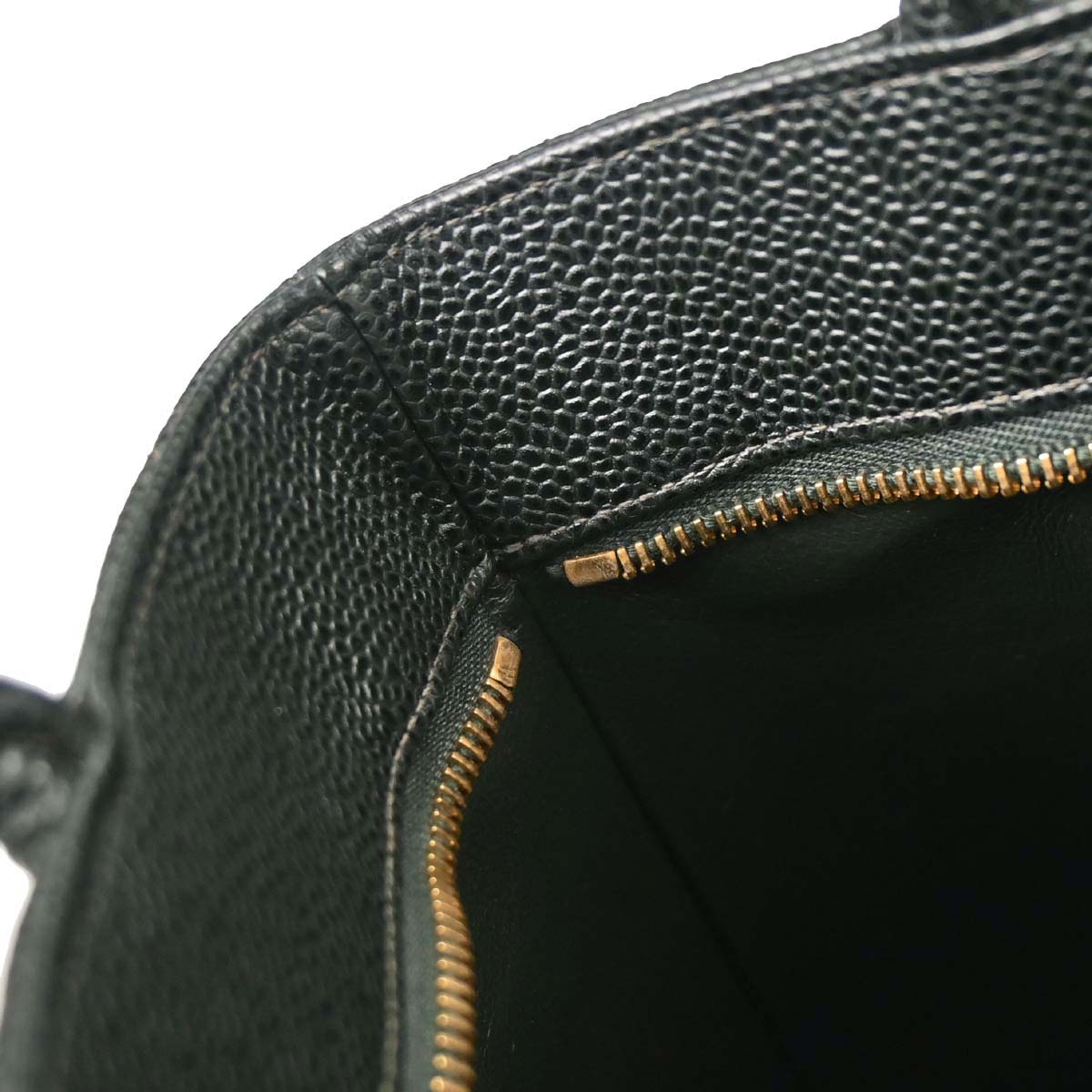 Chanel Green Caviar Skin Medallion Tote Handbag