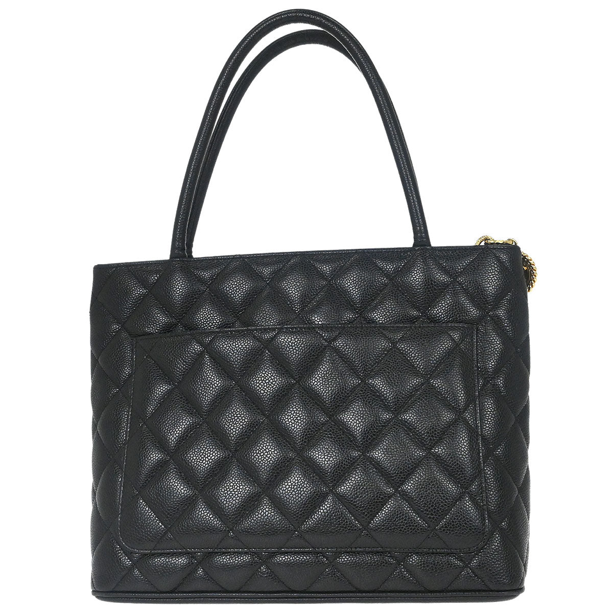 Chanel Black Caviar Skin Medallion Tote Handbag