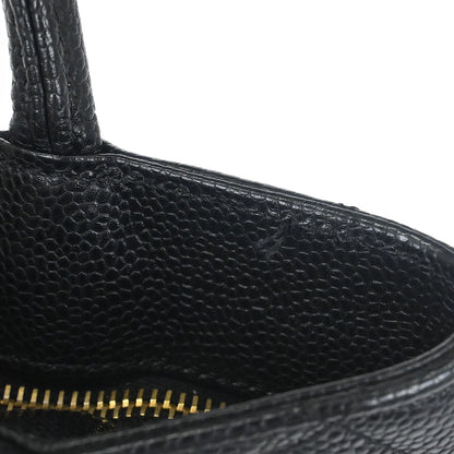 Chanel Black Caviar Skin Medallion Tote Handbag