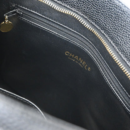 Chanel Black Caviar Skin Medallion Tote Handbag