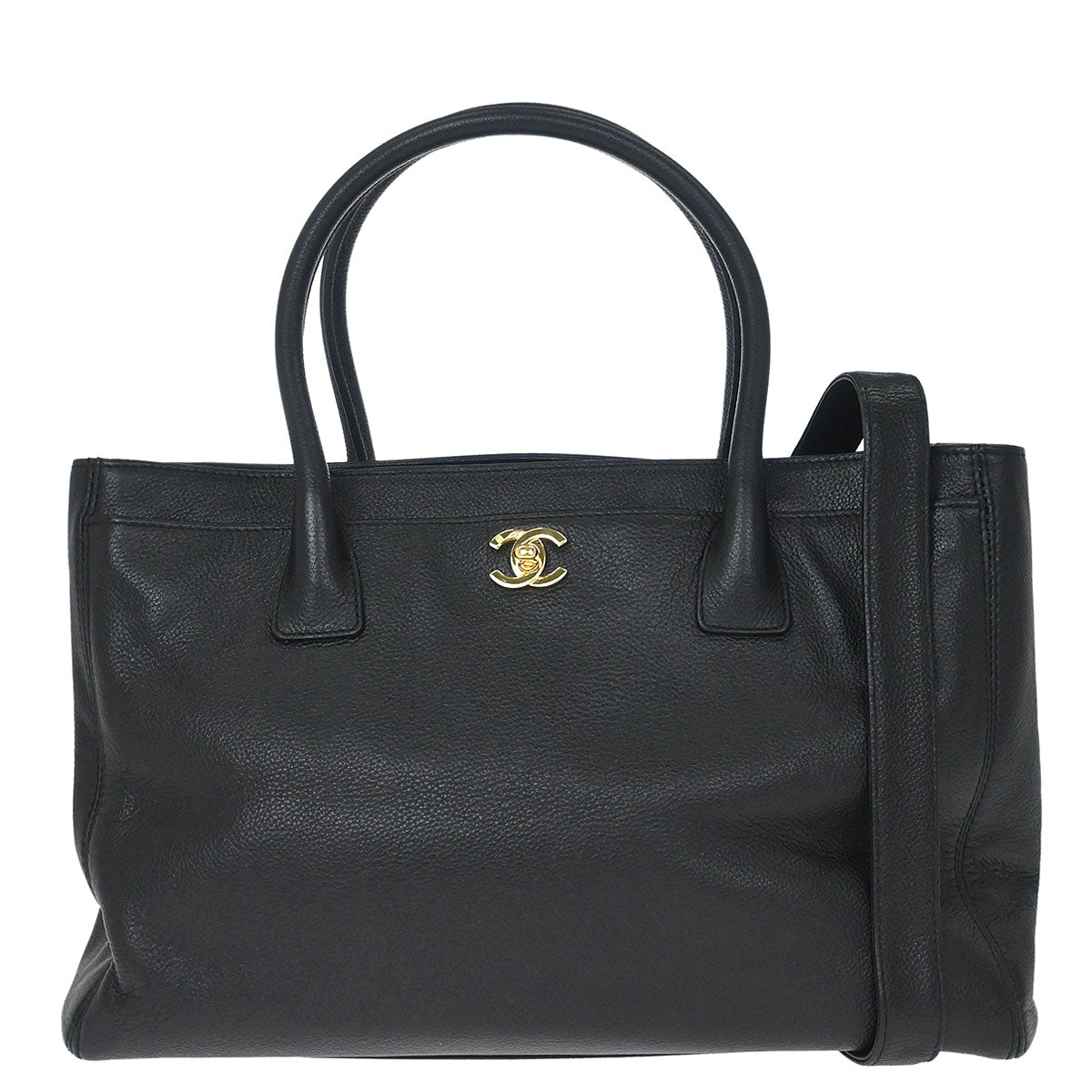 Chanel 2004-2005 Black Calfskin Executive Cerf 2way Shoulder Tote Bag