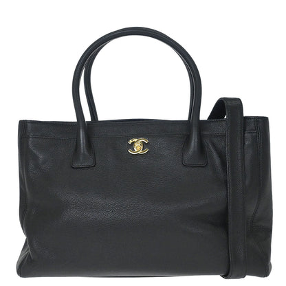 Chanel 2004-2005 Black Calfskin Executive Cerf 2way Shoulder Tote Bag