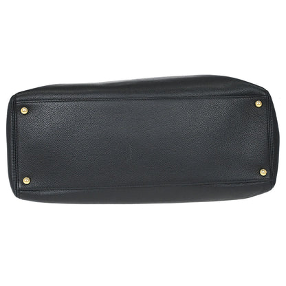 Chanel 2004-2005 Black Calfskin Executive Cerf 2way Shoulder Tote Bag