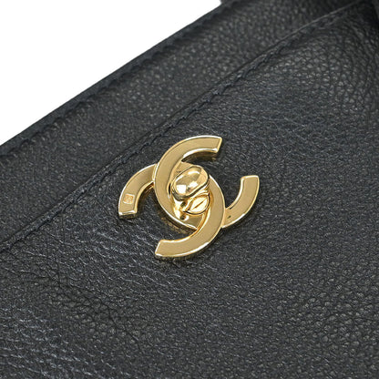 Chanel 2004-2005 Black Calfskin Executive Cerf 2way Shoulder Tote Bag
