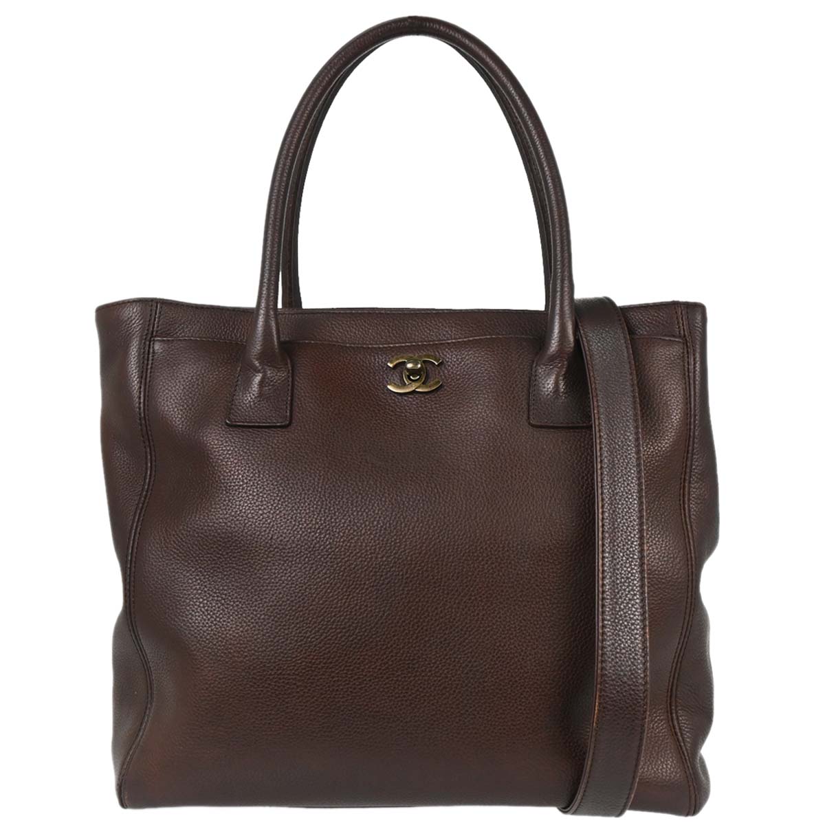 Chanel Brown Calfskin Executive Cerf Tote Bag 2way Handbag