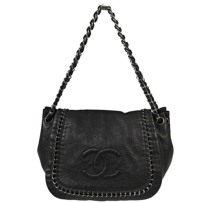 Chanel 2006-2008 Black Luxury Line Accordion Flap Bag Shoulder Bag