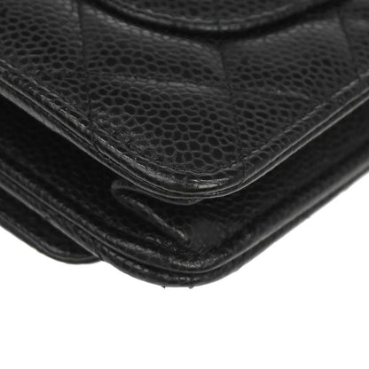 Chanel 2016-2017 Black Caviar Skin WOC Wallet on Chain Bag