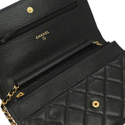 Chanel 2016-2017 Black Caviar Skin WOC Wallet on Chain Bag