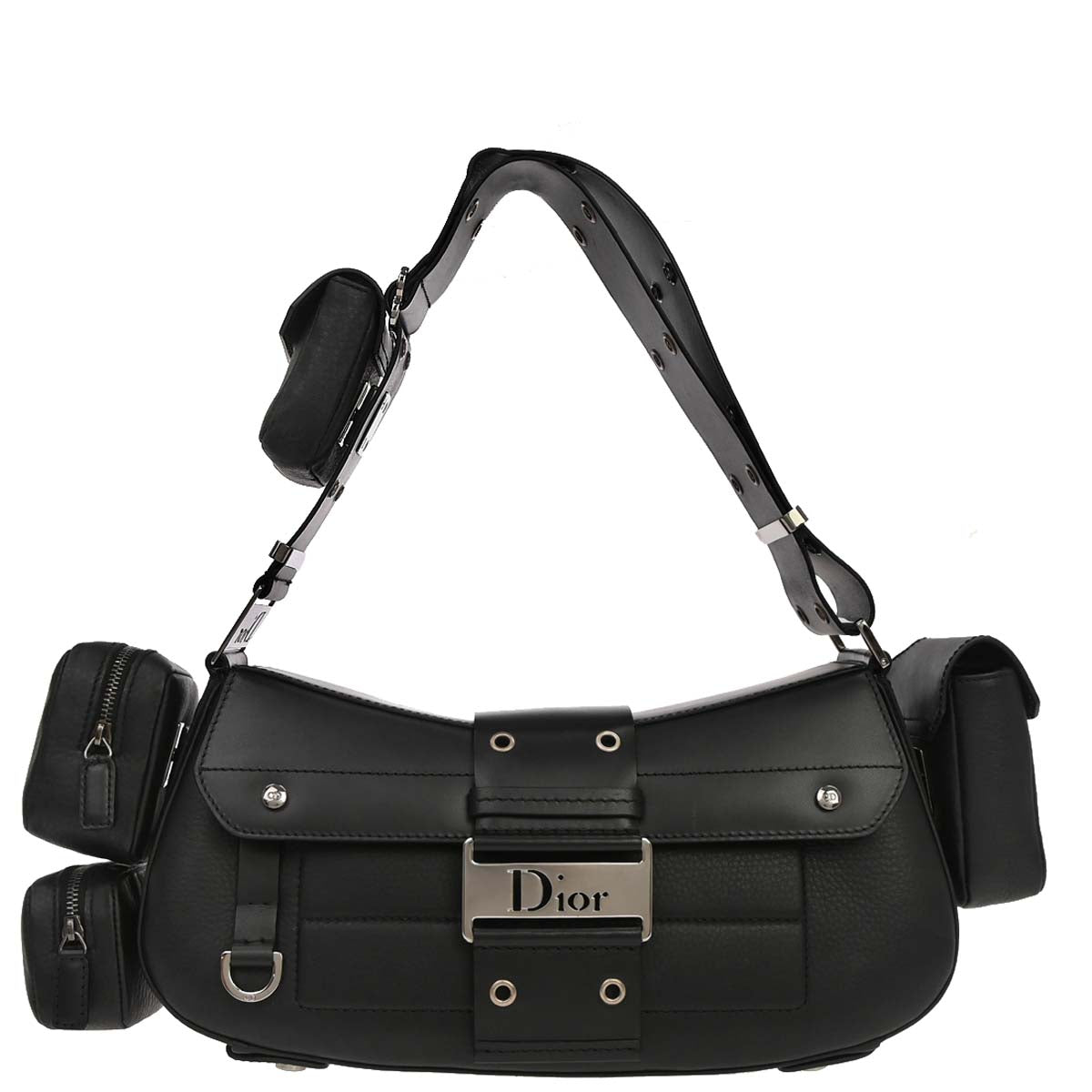 Christian Dior Black Leather Street Chic Columbus Shoulder Bag