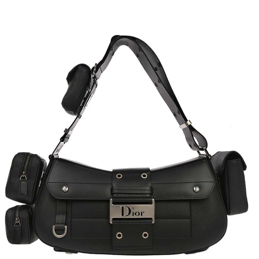 Christian Dior Black Leather Street Chic Columbus Shoulder Bag