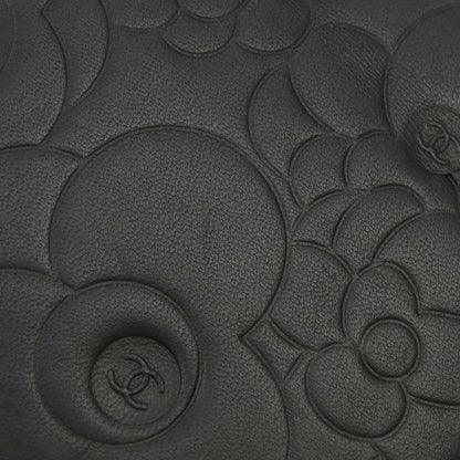 Chanel 2012 Black Lambskin Camellia WOC Wallet on Chain Bag