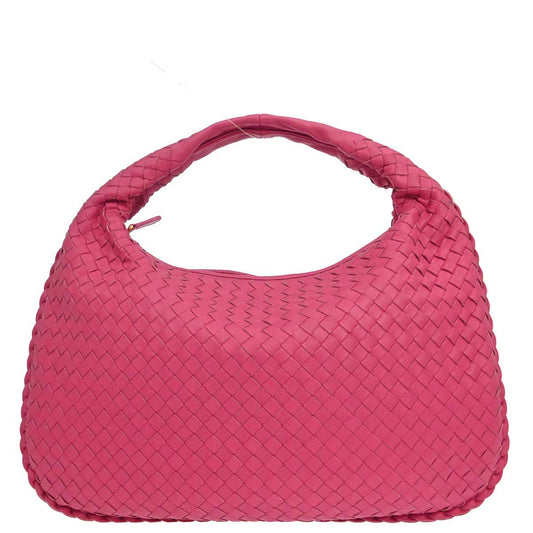 Bottega Veneta Pink Lambskin Intrecciato Hobo Handbag