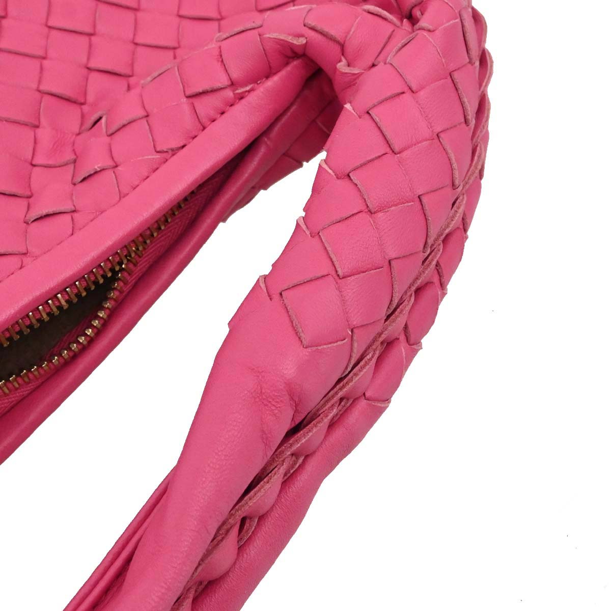 Bottega Veneta Pink Lambskin Intrecciato Hobo Handbag