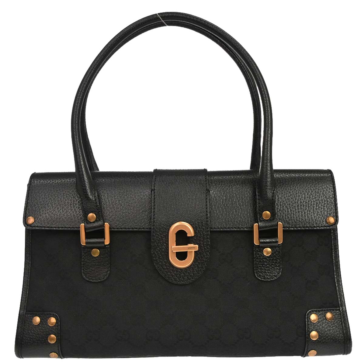 Gucci Black GG Canvas Leather Handbag