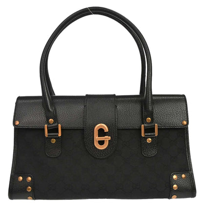 Gucci Black GG Canvas Leather Handbag