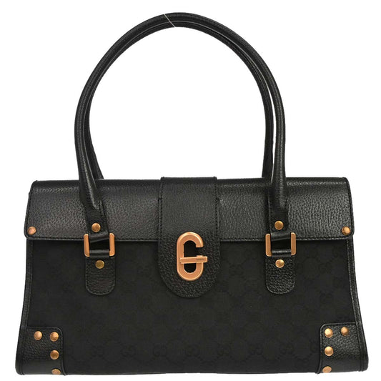 Gucci Black GG Canvas Leather Handbag