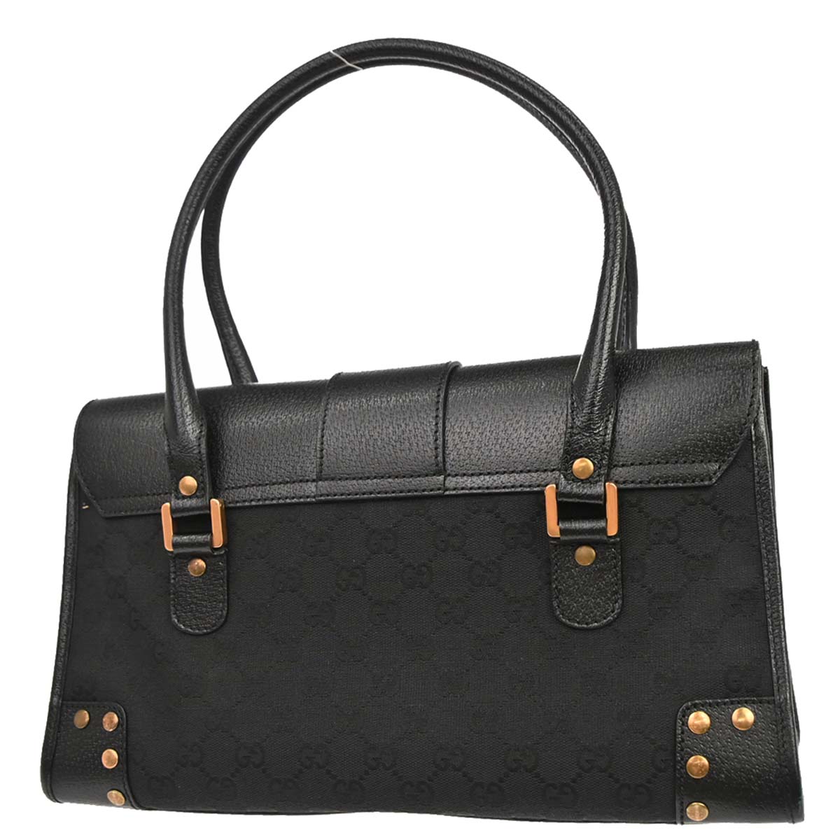 Gucci Black GG Canvas Leather Handbag