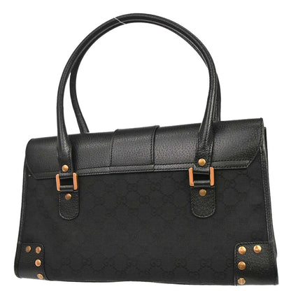 Gucci Black GG Canvas Leather Handbag