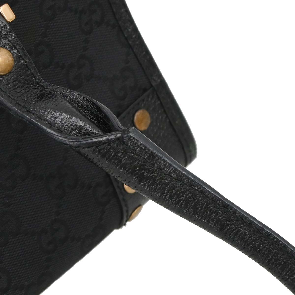 Gucci Black GG Canvas Leather Handbag