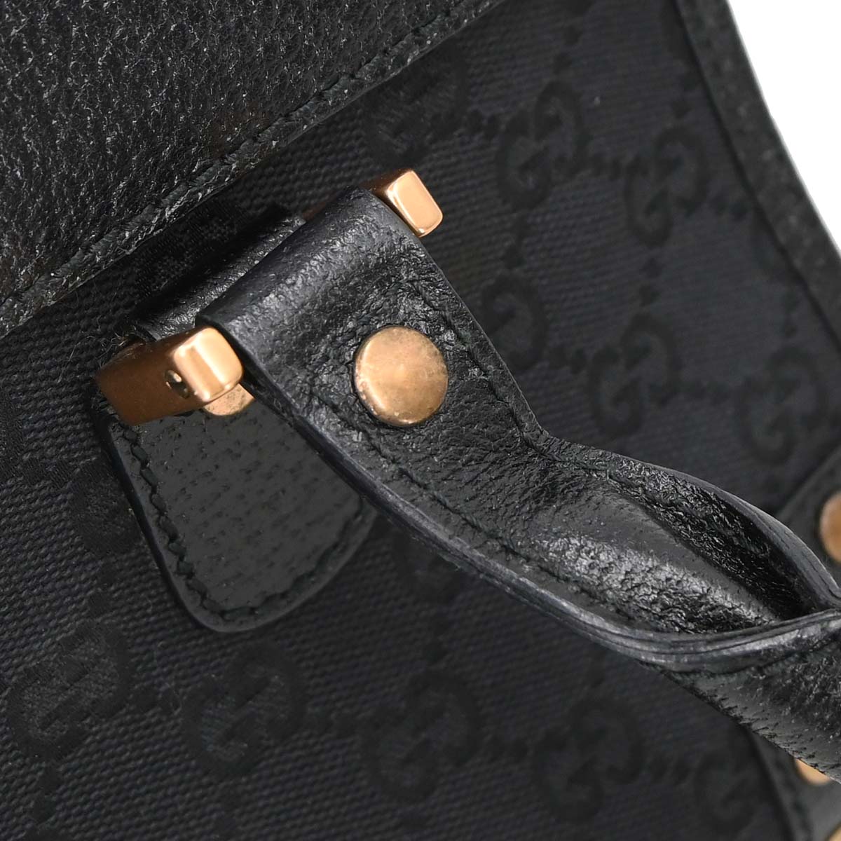 Gucci Black GG Canvas Leather Handbag