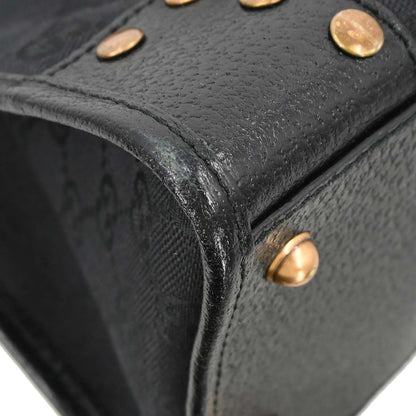 Gucci Black GG Canvas Leather Handbag