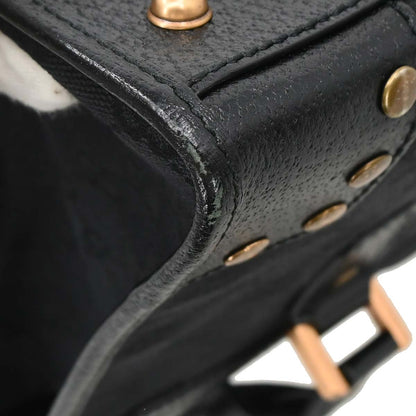 Gucci Black GG Canvas Leather Handbag