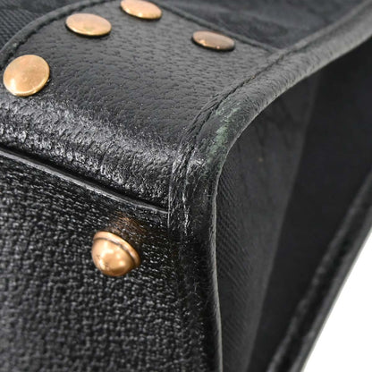 Gucci Black GG Canvas Leather Handbag