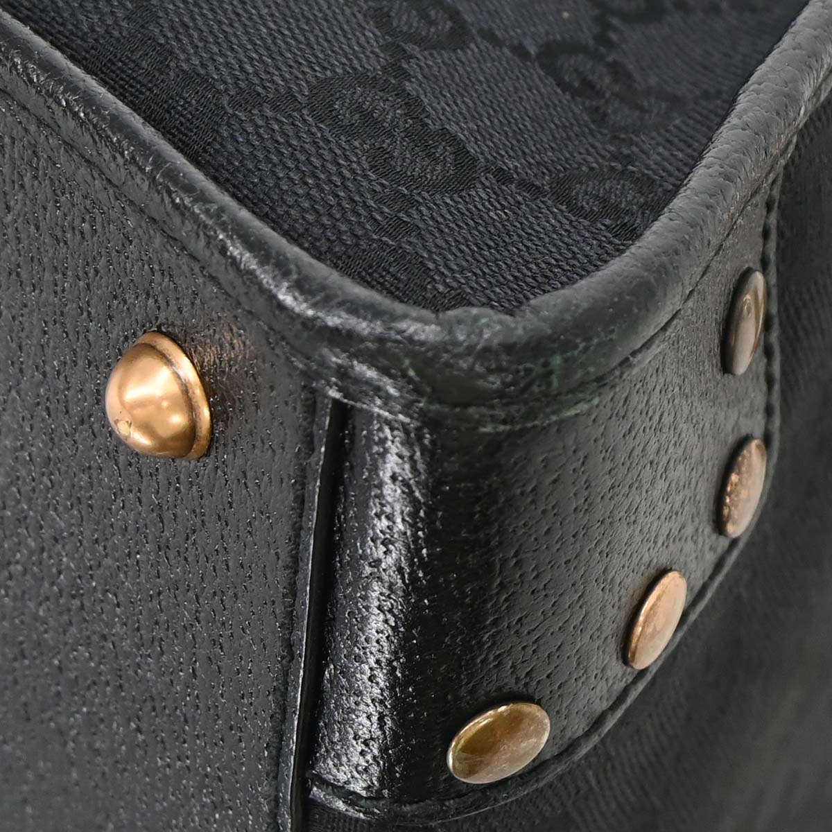 Gucci Black GG Canvas Leather Handbag