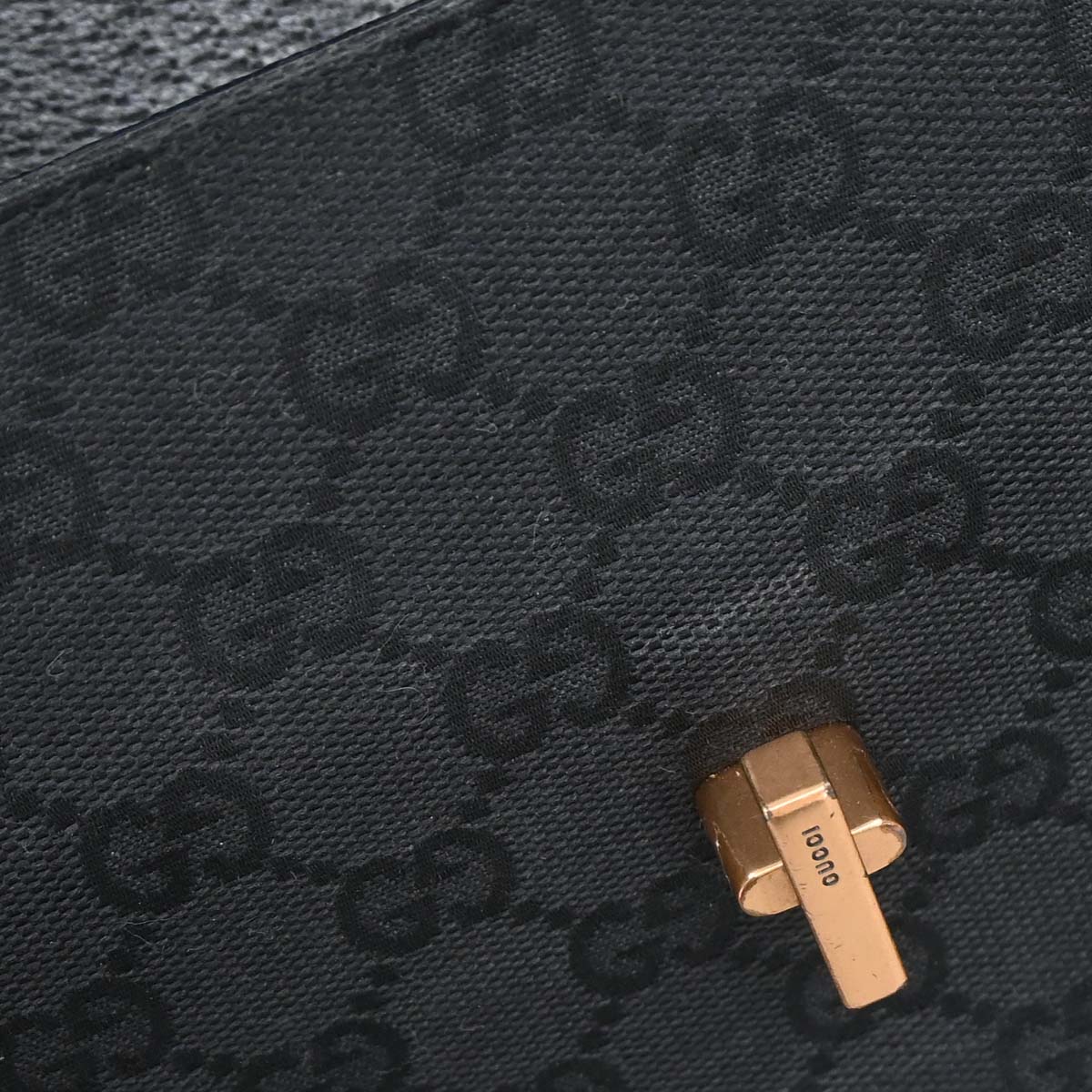 Gucci Black GG Canvas Leather Handbag