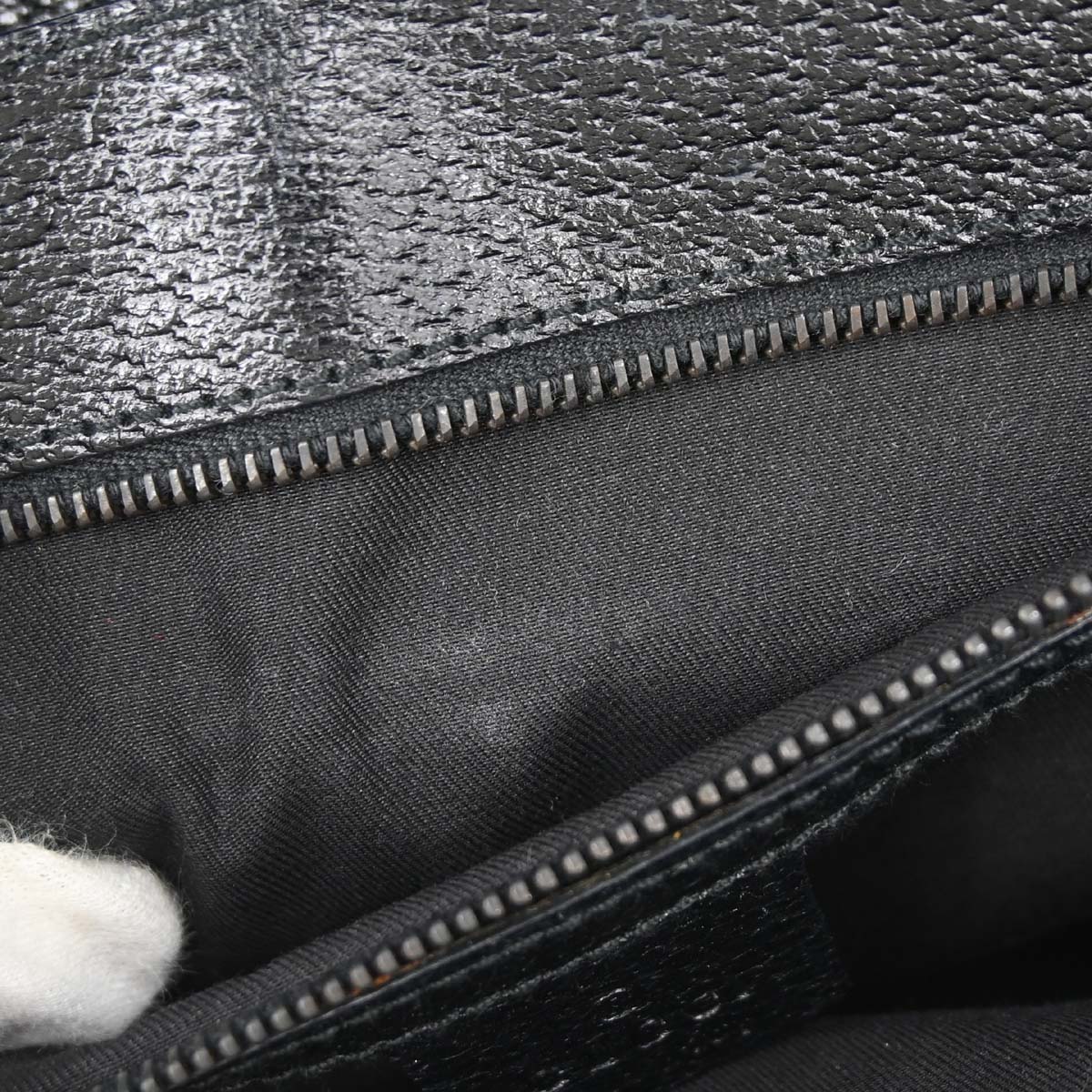 Gucci Black GG Canvas Leather Handbag