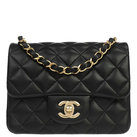 Chanel 2018-2019 Black Lambskin Mini Classic Square Flap Shoulder Bag 17