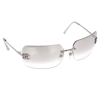 Chanel Sunglasses Eyewear Gray Rhinestone 62□17 120 Small Good