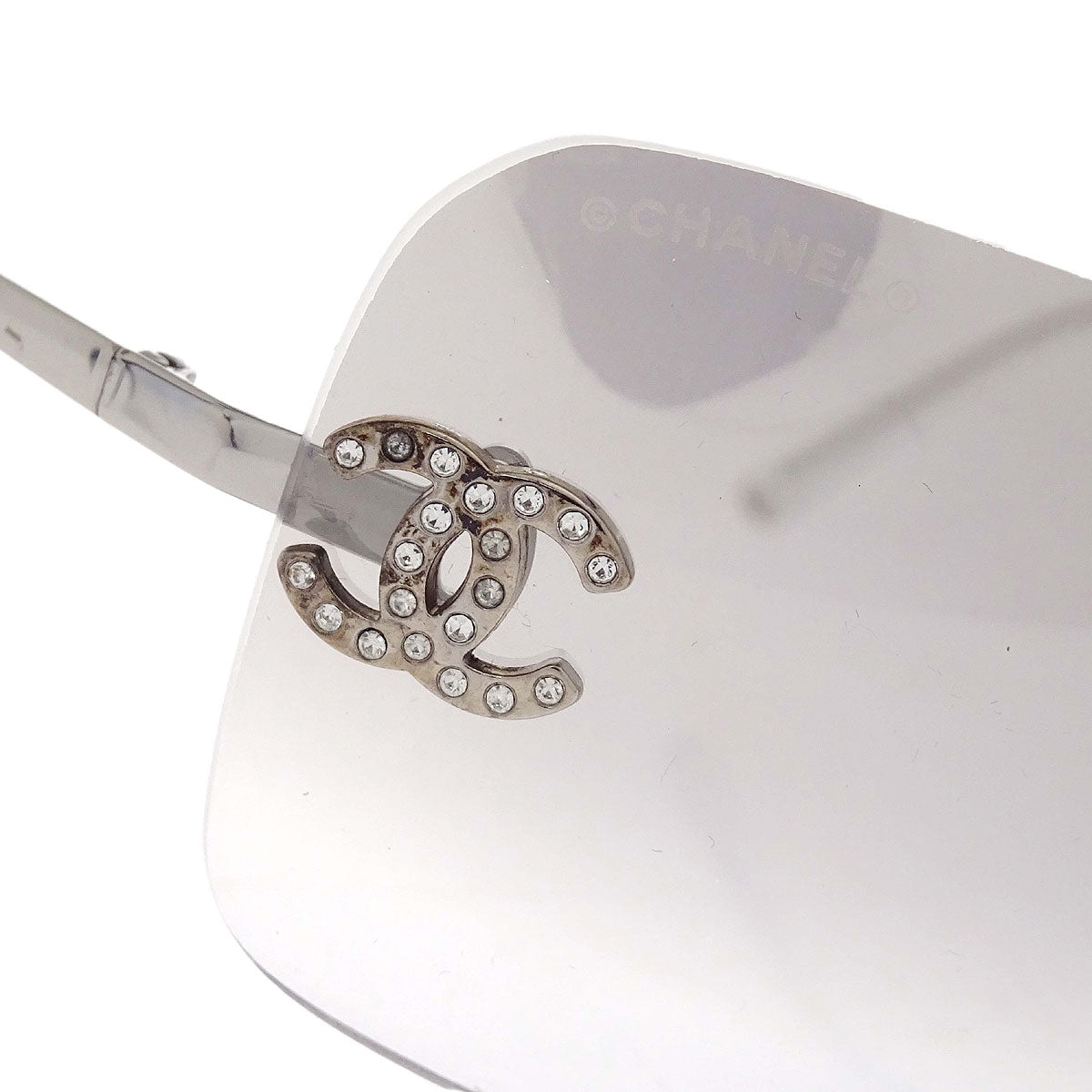 Chanel Sunglasses Eyewear Gray Rhinestone 62□17 120 Small Good