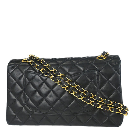 Chanel 1996-1997 Black Lambskin Medium Classic Double Flap Shoulder Bag