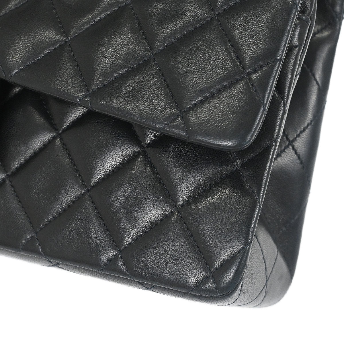 Chanel 1996-1997 Black Lambskin Medium Classic Double Flap Shoulder Bag