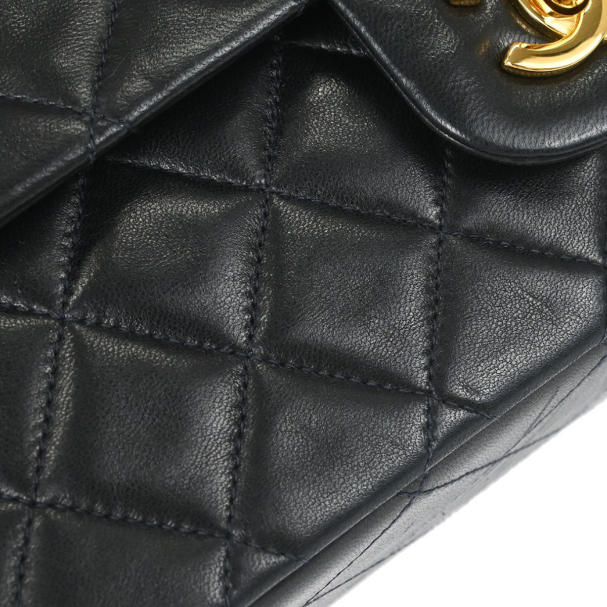Chanel 1996-1997 Black Lambskin Medium Classic Double Flap Shoulder Bag