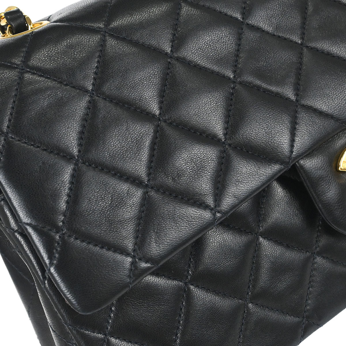 Chanel 1996-1997 Black Lambskin Medium Classic Double Flap Shoulder Bag