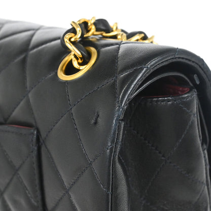 Chanel 1996-1997 Black Lambskin Medium Classic Double Flap Shoulder Bag