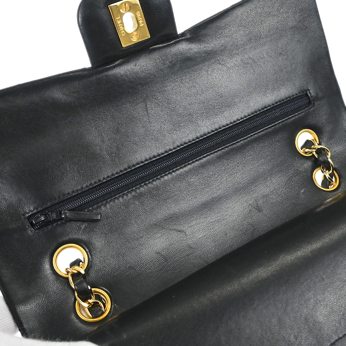 Chanel 1996-1997 Black Lambskin Medium Classic Double Flap Shoulder Bag