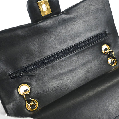 Chanel 1996-1997 Black Lambskin Medium Classic Double Flap Shoulder Bag