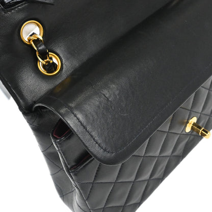 Chanel 1996-1997 Black Lambskin Medium Classic Double Flap Shoulder Bag