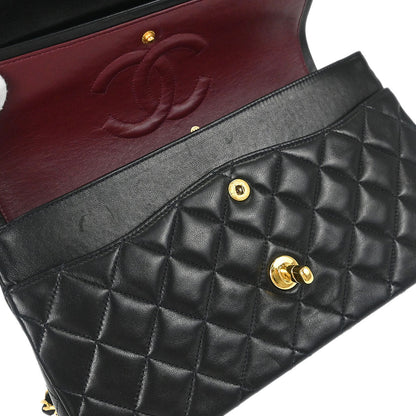 Chanel 1996-1997 Black Lambskin Medium Classic Double Flap Shoulder Bag