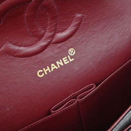 Chanel 1996-1997 Black Lambskin Medium Classic Double Flap Shoulder Bag
