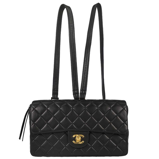 Chanel Black Lambskin Classic Flap Backpack