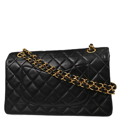 Chanel 1997-1999 Black Lambskin Medium Classic Double Flap Shoulder Bag